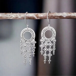 Moroccan Dangle Earrings Silver Boho Gypsy Tribal